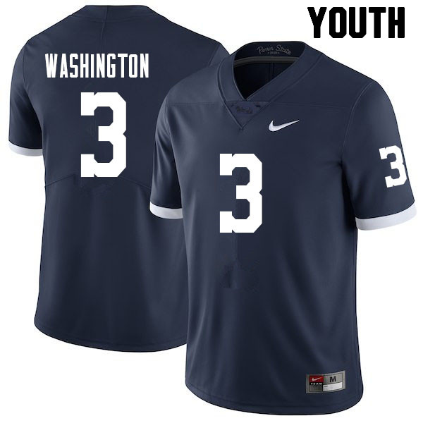 NCAA Nike Youth Penn State Nittany Lions Parker Washington #3 College Football Authentic Navy Stitched Jersey ZTL7398OX